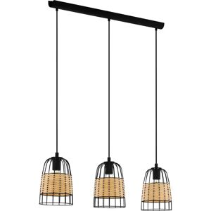 Eglo Anwick Pendant Light - Black with Rattan - E26/E27, 120W Eglo Anwick Pendant Light - Black with Rattan - E26/E27, 120W