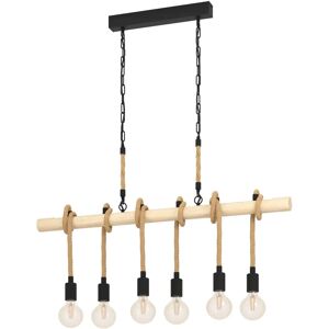 Eglo Vintage Youngstown Ceiling Pendant - 6 Light, Black & Wood Eglo Vintage Youngstown Ceiling Pendant - 6 Light, Black & Wood