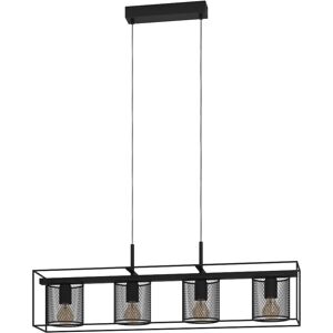 Eglo Catterick Hanglamp - Staal, Zwart, 110cm, 4x40W Eglo Catterick Hanglamp - Staal, Zwart, 110cm, 4x40W