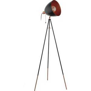 Eglo Chester Floor Lamp - Vintage Tripod Design - E27 - 135.5cm - Black and Copper Eglo Chester Floor Lamp - Vintage Tripod Design - E27 - 135.5cm - Black and Copper