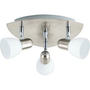Projecteur de surface Eglo Enea - 3 lampes Nickel satiné et blanc - E14 Projecteur de surface Eglo Enea - 3 lampes Nickel satiné et blanc - E14