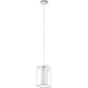 Eglo Loncino Pendant Light - Chrome White Glass Shade Modern Ceiling Mount Eglo Loncino Pendant Light - Chrome White Glass Shade Modern Ceiling Mount