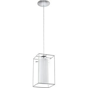 Eglo Loncino Pendant Light - Chrome White Glass Shade Modern Ceiling Mount Eglo Loncino Pendant Light - Chrome White Glass Shade Modern Ceiling Mount