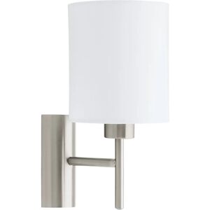Eglo Pasteri E27 Satin Nickel Wall Light - Modern White Fabric Shade Eglo Pasteri E27 Satin Nickel Wall Light - Modern White Fabric Shade