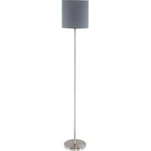 Eglo Pasteri Satin Nickel Floor Lamp - E27, 60W, White Shade Eglo Pasteri Satin Nickel Floor Lamp - E27, 60W, White Shade