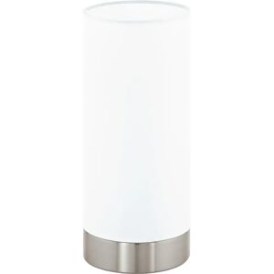 Eglo Damasco 1 Satin Nickel Table Lamp - E27, White Glass Shade Eglo Damasco 1 Satin Nickel Table Lamp - E27, White Glass Shade