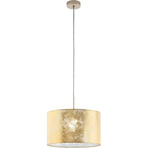 Eglo Viserbella Pendant Light - Adjustable Height - E27 - Gold Fabric Shade - Pendant Light Eglo Viserbella Pendant Light - Adjustable Height - E27 - Gold Fabric Shade - Pendant Light