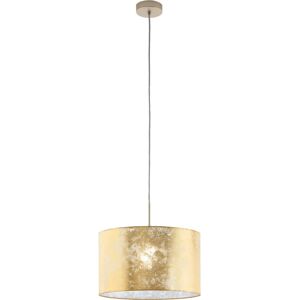 Eglo Viserbella Pendant Light - Adjustable Height - E27 - Gold Fabric Shade - Pendant Light Eglo Viserbella Pendant Light - Adjustable Height - E27 - Gold Fabric Shade - Pendant Light