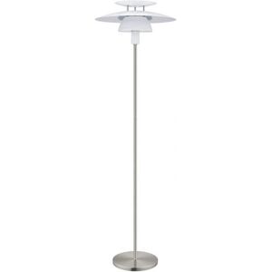 EGLO BRENDA Gulvlampe - E27, 60W, Stål, Hvid & Satin Nikkel EGLO BRENDA Gulvlampe - E27, 60W, Stål, Hvid & Satin Nikkel