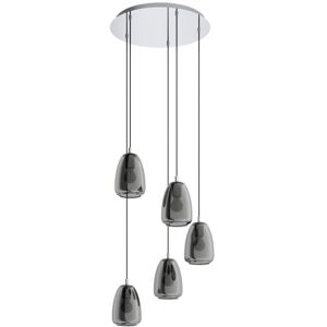 Eglo Lighting Alobrase Pendant Light - Chrome & Black Glass - 20cm Eglo Lighting Alobrase Pendant Light - Chrome & Black Glass - 20cm