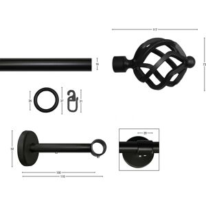 GARESA RUSTIKA Rustikale Gardinenstange - 240cm, schwarz, Metall GARESA RUSTIKA Rustikale Gardinenstange - 240cm, schwarz, Metall