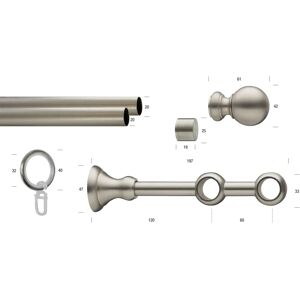 GARESA ANDREA Gardinenstange - Verstellbar, silber, 100cm, 2-läufig GARESA ANDREA Gardinenstange - Verstellbar, silber, 100cm, 2-läufig