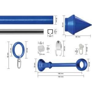 GARESA SEMARA Blaue Gardinenstange - 260cm, 28mm, Verstellbar GARESA SEMARA Blaue Gardinenstange - 260cm, 28mm, Verstellbar