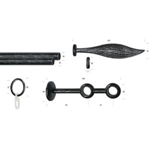 GARESA ESPERANCA Gardinenstange - Doppel, 340cm, Schwarz GARESA ESPERANCA Gardinenstange - Doppel, 340cm, Schwarz