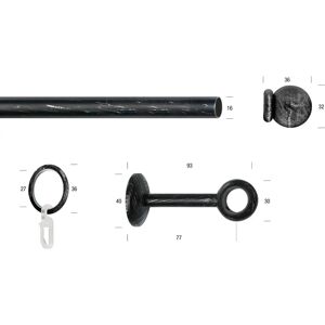 GARESA ESPERANCA Gardinenstange - 310cm, 16mm, Metall, Schwarz GARESA ESPERANCA Gardinenstange - 310cm, 16mm, Metall, Schwarz
