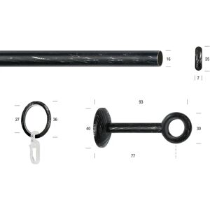 GARESA Esperanca Gardinenstange - 400cm, Schwarz, Verlängerbar GARESA Esperanca Gardinenstange - 400cm, Schwarz, Verlängerbar