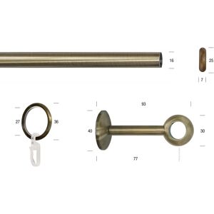 GARESA ESPERANCA Gold Gardinenstange - 370cm, 16mm, 1-läufig, Rustikales Metall GARESA ESPERANCA Gold Gardinenstange - 370cm, 16mm, 1-läufig, Rustikales Metall
