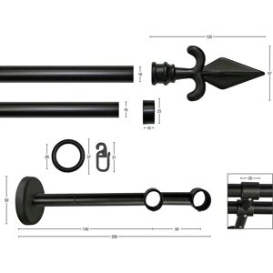 GARESA Rustika 210cm Doppelmetall Gardinenstange - Vorhang Typ GARESA Rustika 210cm Doppelmetall Gardinenstange - Vorhang Typ