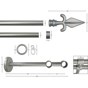 GARESA Rustikale Gardinenstangen - 440 cm, 2-läufig, Silber GARESA Rustikale Gardinenstangen - 440 cm, 2-läufig, Silber