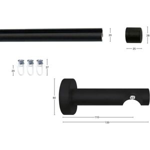 GARESA KEA Gardinenstange - 550cm, Schwarz, 20mm, Verstellbar GARESA KEA Gardinenstange - 550cm, Schwarz, 20mm, Verstellbar