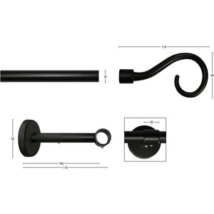 GARESA KROKUR Gardinenstange - 390cm, Schwarz, Metall, Wandmontage GARESA KROKUR Gardinenstange - 390cm, Schwarz, Metall, Wandmontage