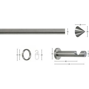 GARESA Orion Edelstahl-Gardinenstange - 180cm, 16mm, 1-läufig GARESA Orion Edelstahl-Gardinenstange - 180cm, 16mm, 1-läufig
