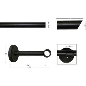 GARESA ZYLI Gardinenstange - 250cm, Schwarz, 16mm, Verlängerbar - Vorhangtyp GARESA ZYLI Gardinenstange - 250cm, Schwarz, 16mm, Verlängerbar - Vorhangtyp