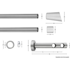 GARESA MOLIS Gardinenstange - 290cm, 20mm, Silber, Doppelsteg GARESA MOLIS Gardinenstange - 290cm, 20mm, Silber, Doppelsteg