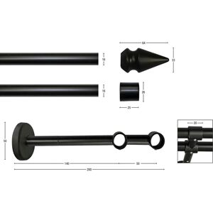 GARESA SPYRNA Gardinenstange - 180cm, schwarz - Vorhang Typ GARESA SPYRNA Gardinenstange - 180cm, schwarz - Vorhang Typ