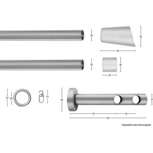GARESA MOLIS Silber Doppel-Gardinenstange - Vorhangart GARESA MOLIS Silber Doppel-Gardinenstange - Vorhangart