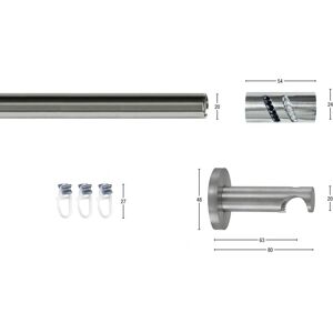 GARESA BOSTON Gardinenstange - Silber - 220cm - Aluminium - Einfache Montage GARESA BOSTON Gardinenstange - Silber - 220cm - Aluminium - Einfache Montage