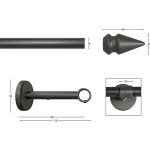 GARESA SPYRNA Gardinenstange - 280cm, 16mm, Metall & Holz, 1 oder 2 Läufe GARESA SPYRNA Gardinenstange - 280cm, 16mm, Metall & Holz, 1 oder 2 Läufe