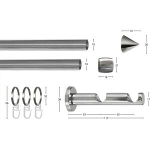 GARESA DIAMANT Doppel-Gardinenstange - 450cm, 16mm, Edelstahloptik GARESA DIAMANT Doppel-Gardinenstange - 450cm, 16mm, Edelstahloptik