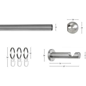 GARESA KUGEL Gardinenstange - 100cm, Silber, Edelstahloptik - Vorhanggarnitur GARESA KUGEL Gardinenstange - 100cm, Silber, Edelstahloptik - Vorhanggarnitur
