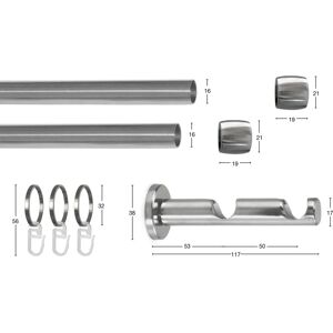 GARESA KAPPE Silbergardinenstange – Verstellbar, 410cm, 2-läufig - Gardinenstange GARESA KAPPE Silbergardinenstange – Verstellbar, 410cm, 2-läufig - Gardinenstange