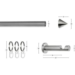 GARESA DIAMANT Gardinenstange - 160cm, Silber, Metall GARESA DIAMANT Gardinenstange - 160cm, Silber, Metall