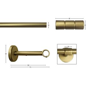 GARESA STAURA Gold Gardinenstange - 170cm, 16mm, Metall & Holz GARESA STAURA Gold Gardinenstange - 170cm, 16mm, Metall & Holz