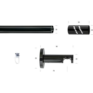 GARESA Schwarze Gardinenstange - 200cm, 20mm, Verstellbar GARESA Schwarze Gardinenstange - 200cm, 20mm, Verstellbar