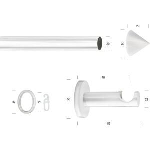 GARESA Weiße Maß-Gardinenstange - 170cm, Ø 20mm, 1 Läufig, Wandmontage GARESA Weiße Maß-Gardinenstange - 170cm, Ø 20mm, 1 Läufig, Wandmontage