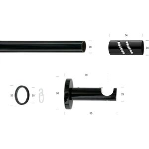 GARESA Schwarze Gardinenstange - 240cm, Ø 20mm, Verlängerbar, 1-läufig GARESA Schwarze Gardinenstange - 240cm, Ø 20mm, Verlängerbar, 1-läufig