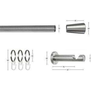 GARESA ROSA Silbergardinenstange - Verstellbar, Metall, Wandmontage GARESA ROSA Silbergardinenstange - Verstellbar, Metall, Wandmontage