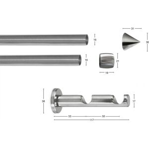 GARESA DIAMANT Gardinenstange - Silber, 210cm, Zweiläufig, Maßgefertigt GARESA DIAMANT Gardinenstange - Silber, 210cm, Zweiläufig, Maßgefertigt