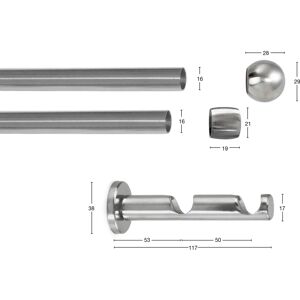 GARESA Kugel Gardinenstange - 220cm, 16mm, Silber - Mittel-Schwer GARESA Kugel Gardinenstange - 220cm, 16mm, Silber - Mittel-Schwer