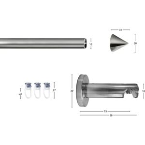 GARESA DIAMANT Edelstahl Gardinenstange - 120cm, Ø16mm GARESA DIAMANT Edelstahl Gardinenstange - 120cm, Ø16mm