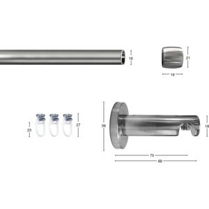 GARESA KAPPE Silber Gardinenstange - 390cm, 16mm, 1-läufig, Kinder GARESA KAPPE Silber Gardinenstange - 390cm, 16mm, 1-läufig, Kinder