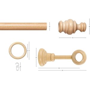 GARESA BAROCK Holz-Gardinenstange - 270cm, 35mm, Beige GARESA BAROCK Holz-Gardinenstange - 270cm, 35mm, Beige