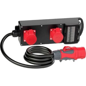PCE Portable Rubber Power Distributor - 2x 16A IP44 Power Distribution Unit PCE Portable Rubber Power Distributor - 2x 16A IP44 Power Distribution Unit