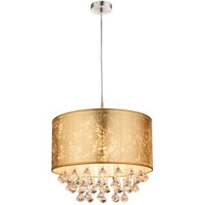 Globo taklampa - Guld, 140cm höjd, kristallkaskad Globo taklampa - Guld, 140cm höjd, kristallkaskad