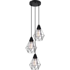 Globo Retro Pendant Lamp - Black, 3 E27, 120cm Height Globo Retro Pendant Lamp - Black, 3 E27, 120cm Height