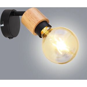 Proiettore a Parete Globo Jorna - Regolabile E27 Metallo Nero Legno - 40W Proiettore a Parete Globo Jorna - Regolabile E27 Metallo Nero Legno - 40W